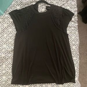 Torrid Black Crepe Lace Inset Cap Sleeve Top